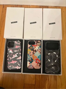 3 New Casetify Phone Cases Pink Sharks, Black Snakes, Sarilmak Patchwork OS